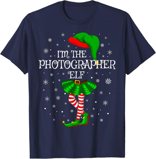 Photographer Elf Christmas Matching Family Women Girls Elf T-Shirt - T-Shirt | Navy