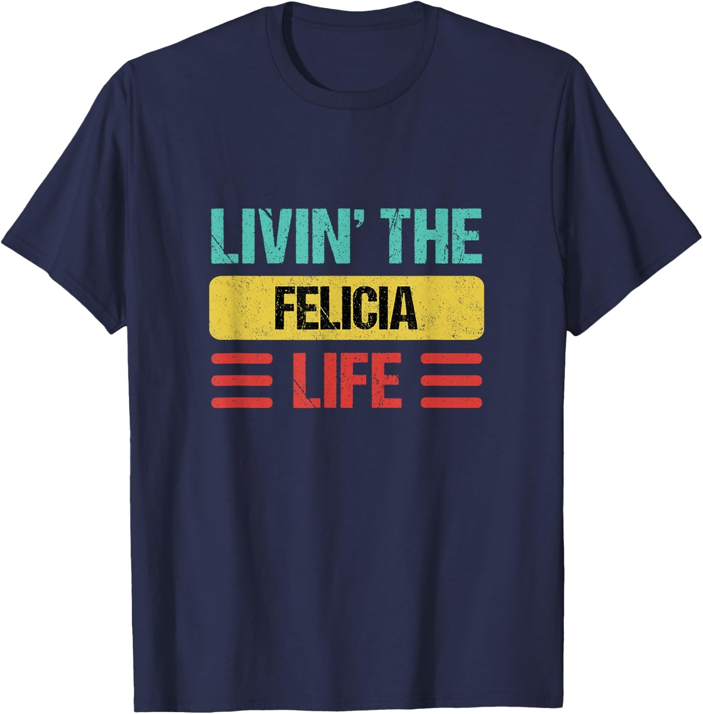 Felicia Name Shirts & Gifts Felicia -Adults Black Small Classic Fit Short Sleeve Personalized Name T-Shirt - T-Shirt | Navy