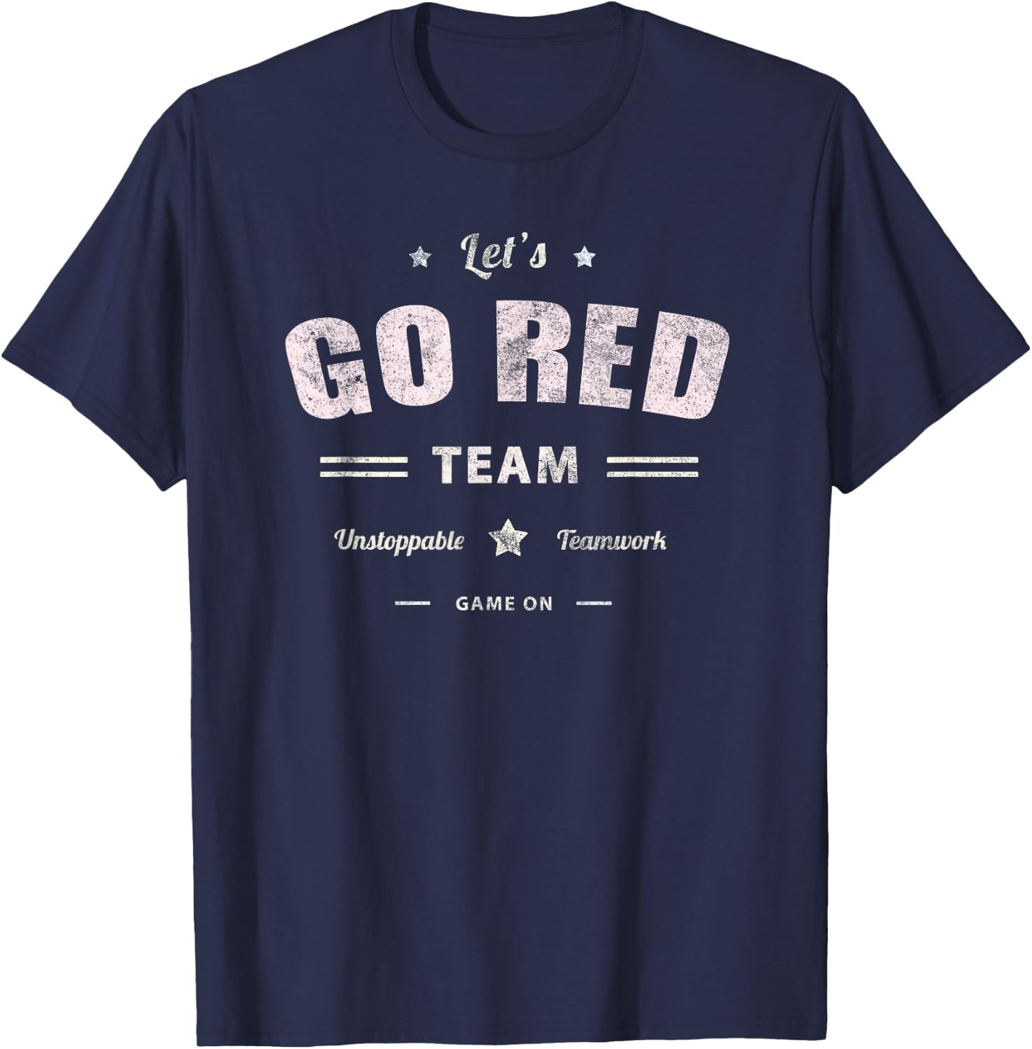 Vintage LET'S GO RED Team War Game Competition Summer Camp T-Shirt - T-Shirt | Navy