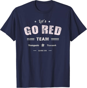 Vintage LET'S GO RED Team War Game Competition Summer Camp T-Shirt - T-Shirt | Navy