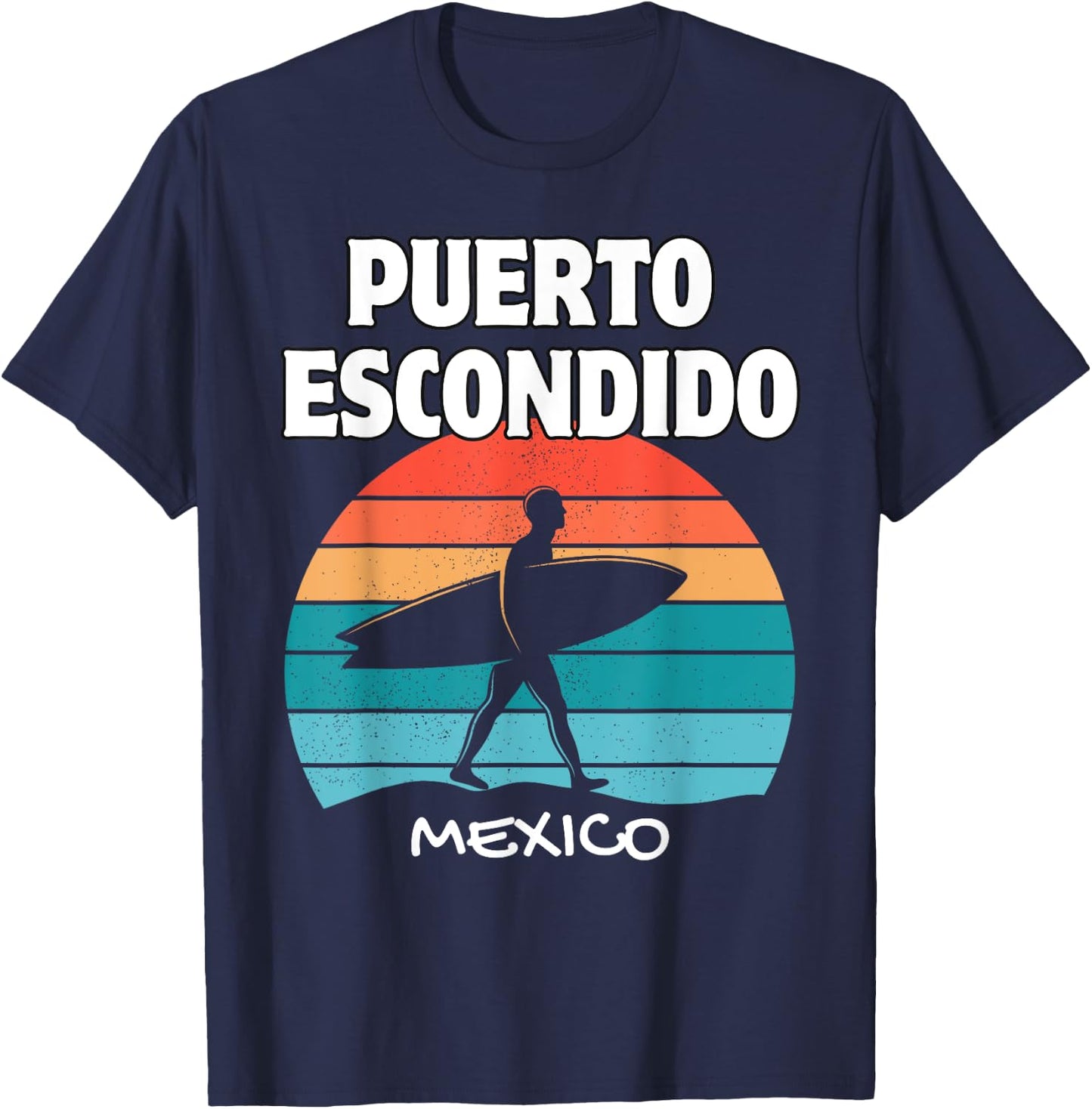 PUERTO ESCONDIDO Mexico Surf Retro Sunset Surfing Vacation T-Shirt - T-Shirt | Navy