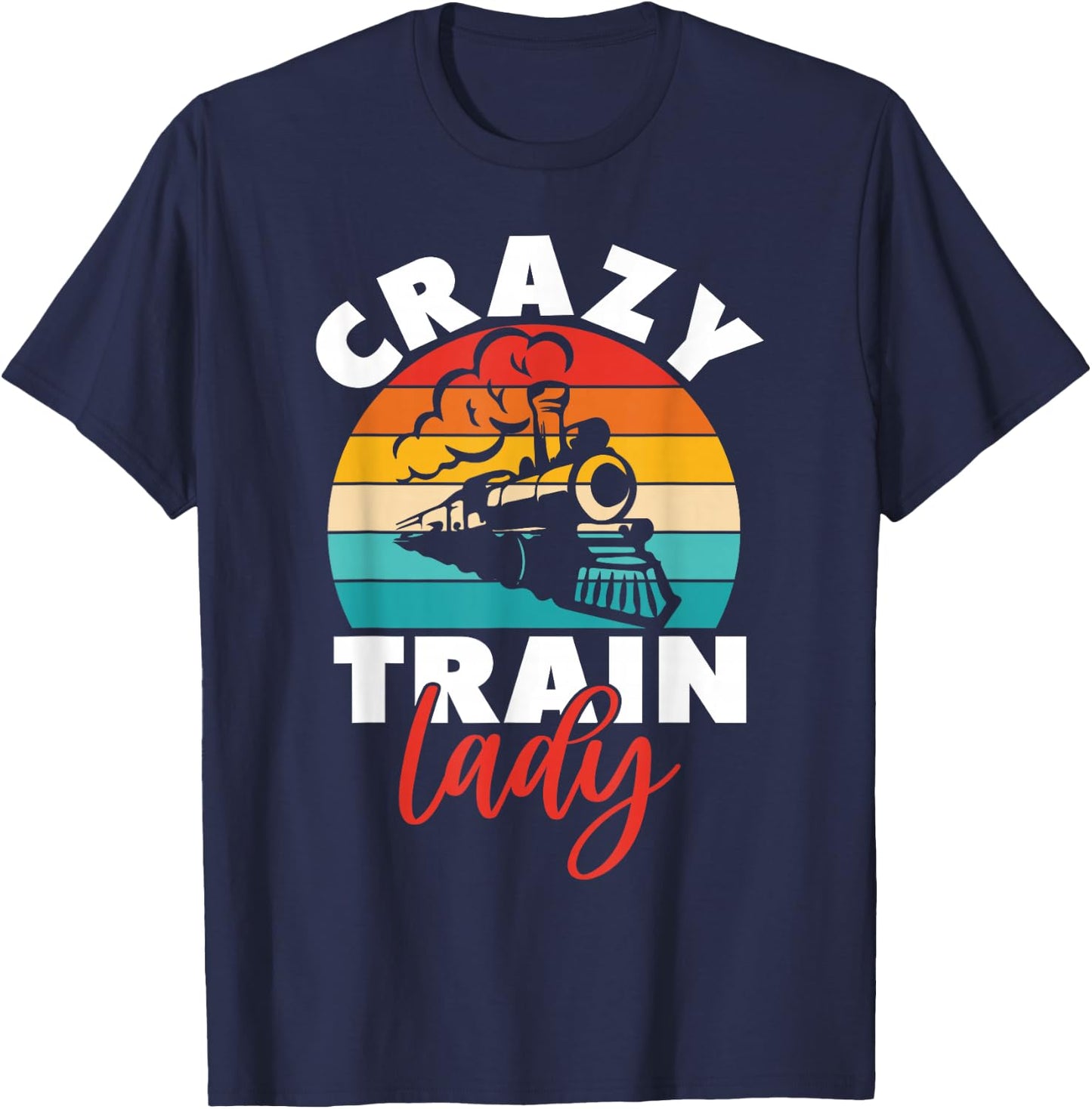 Crazy Train Lady Train Driver T-Shirt - T-Shirt | Navy