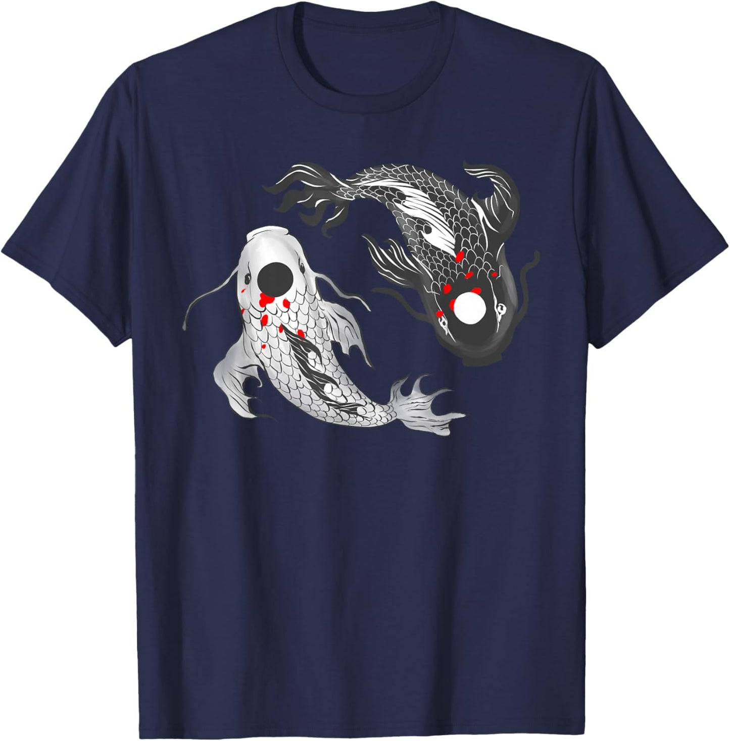 Koi Fish Carp Funny Yin Yang Balance Life Men Women T-Shirt - T-Shirt | Navy