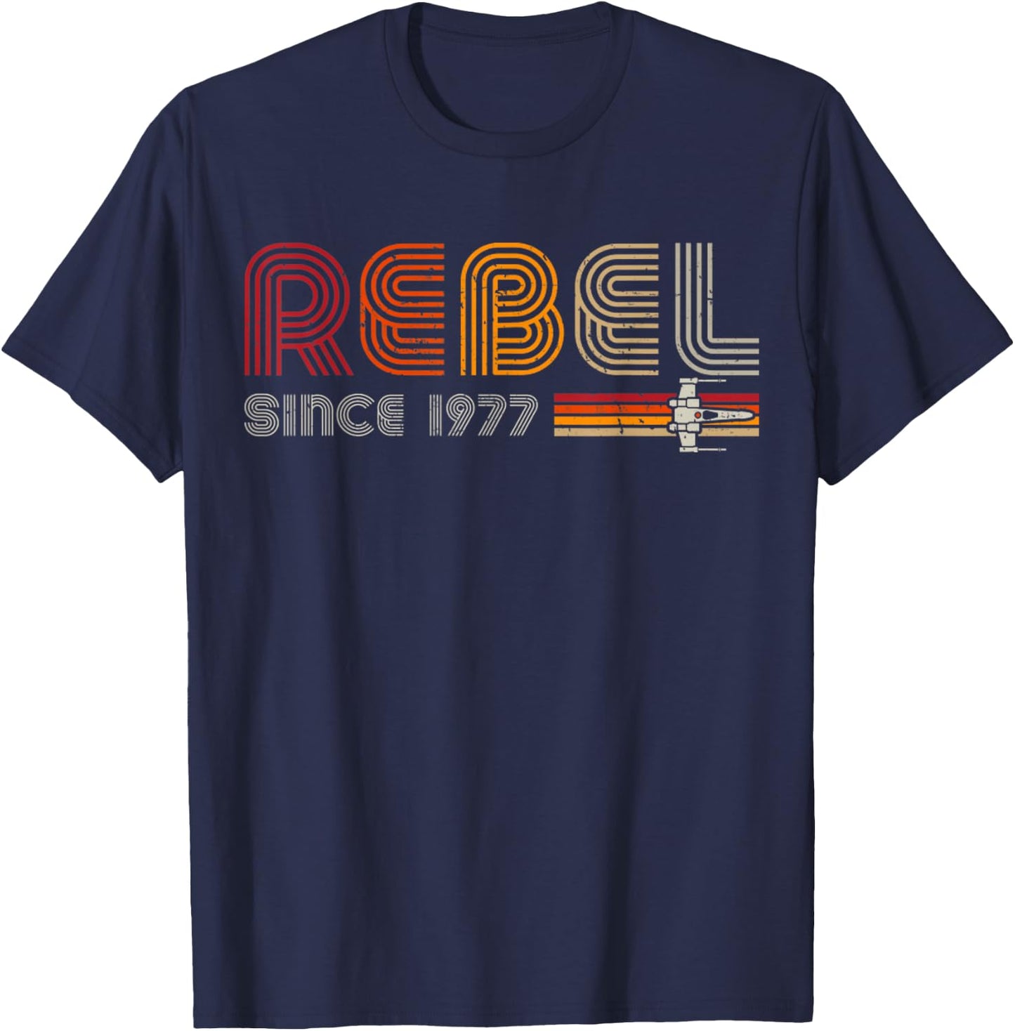 Rebel Since 1977 Retro Space Typography Vintage T-Shirt - T-Shirt | Navy