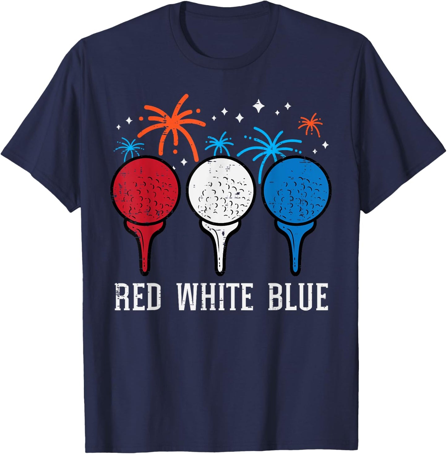 4th July Red White Blue Golf Patriotic Golfer Dad Men Women T-Shirt - T-Shirt | Navy