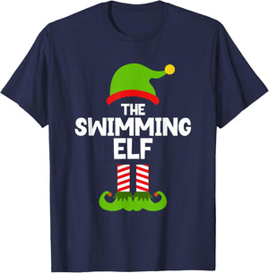 Funny I'm The Swimming Elf Christmas Xmas Swimmer Swim T-Shirt - T-Shirt | Navy
