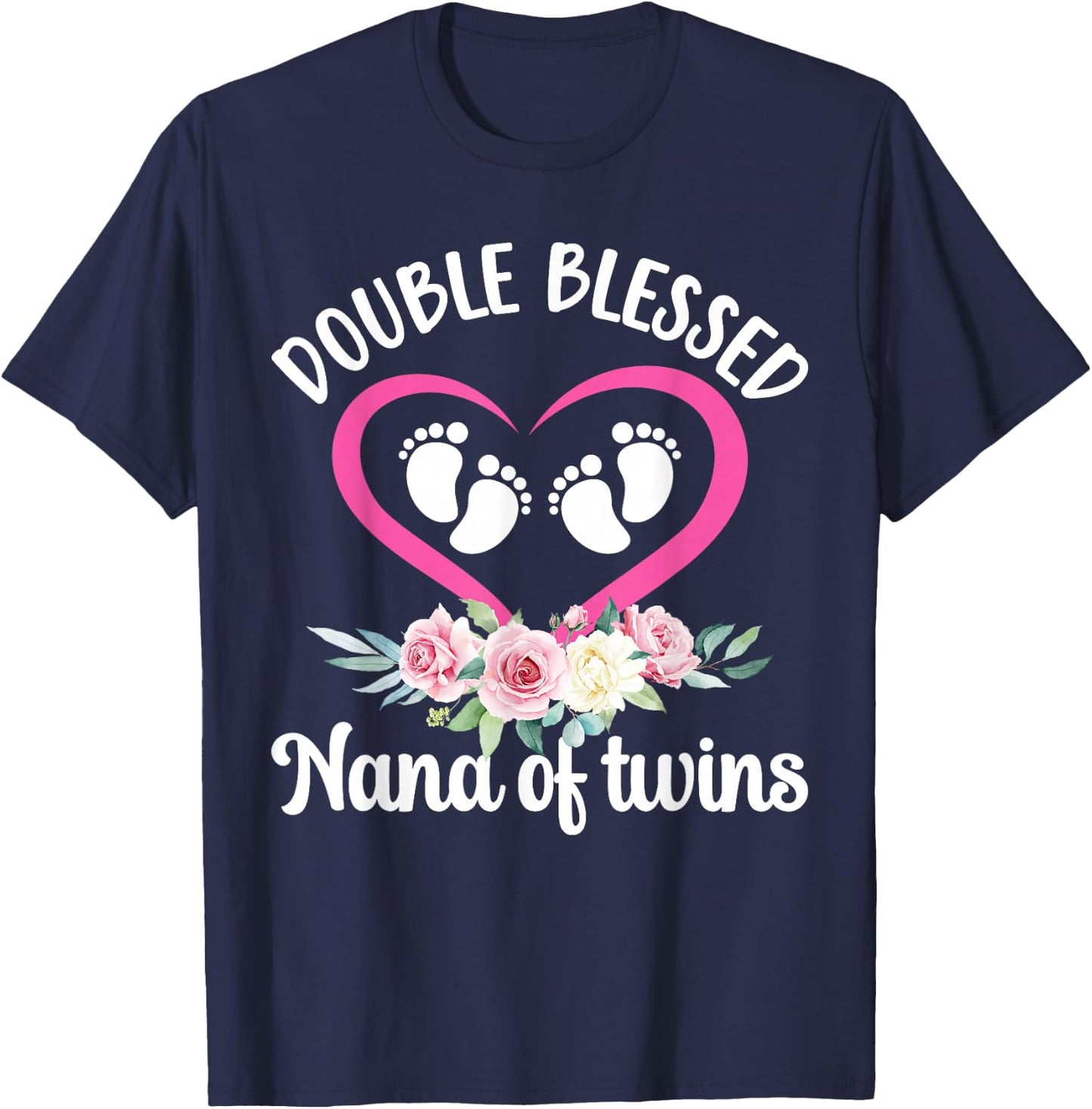 Double Blessed Nana Of Twins Twin Nana Grandma T-Shirt - T-Shirt | Navy