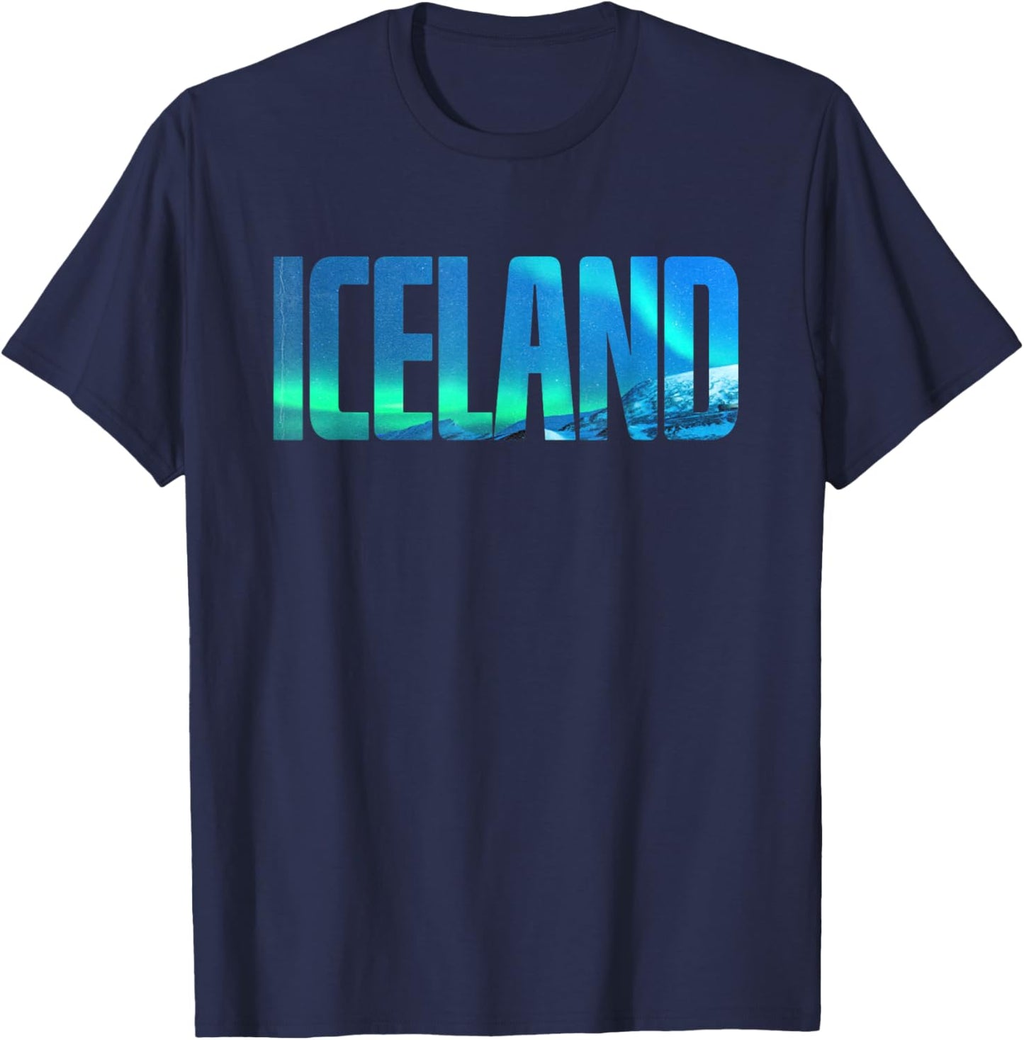 Icelandic Lights Reykjavik Vacations Iceland T-Shirt - T-Shirt | Navy