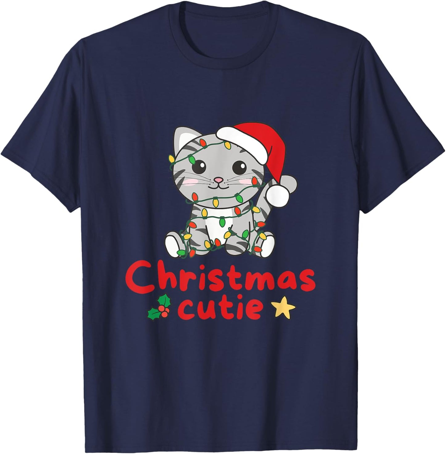 Cat Christmas Cutie Cats Christmas Women Kids T-Shirt - T-Shirt | Navy
