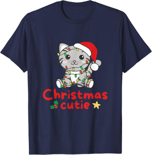 Cat Christmas Cutie Cats Christmas Women Kids T-Shirt - T-Shirt | Navy