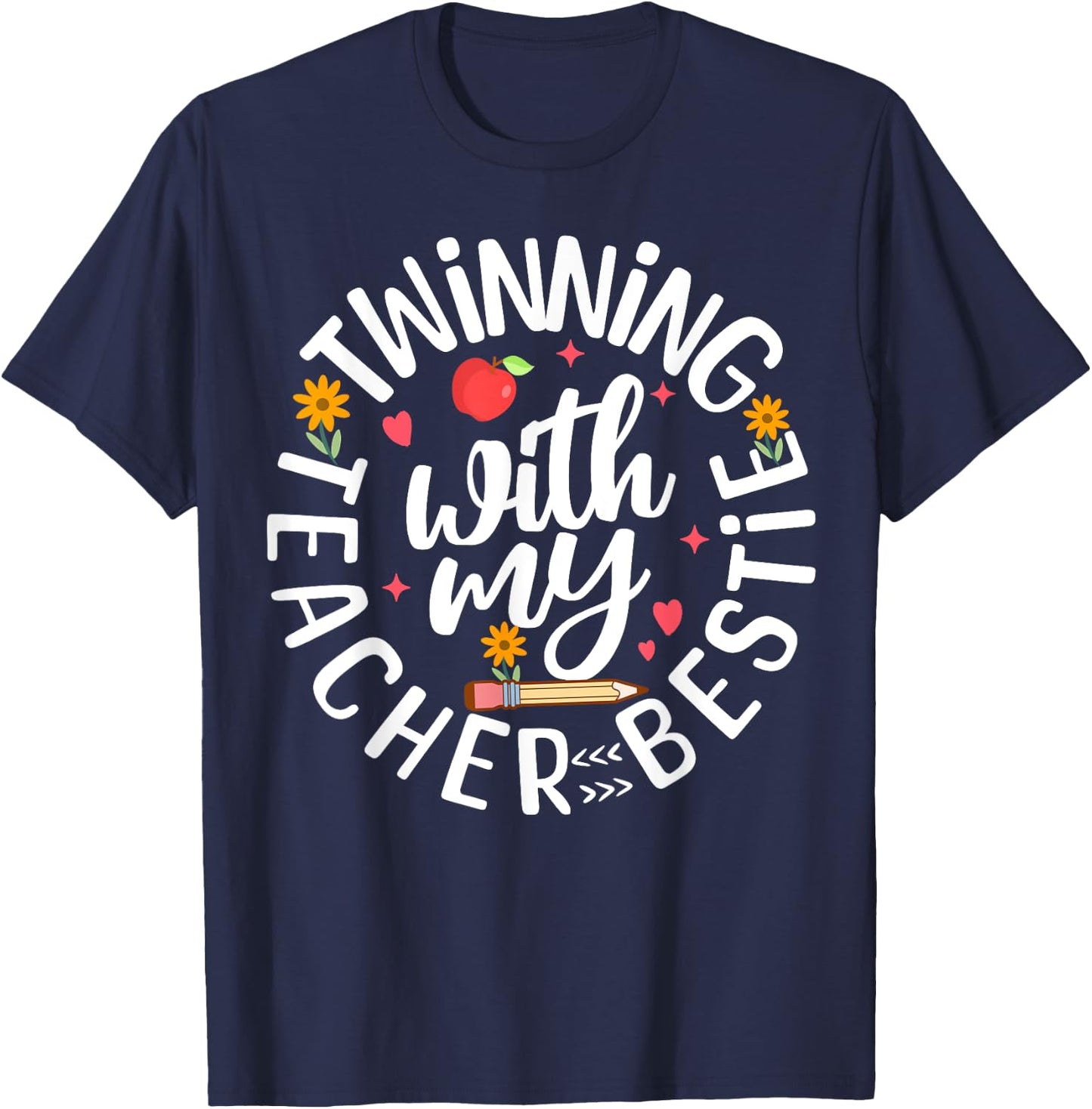Twin Day Design for Spirit Week Teacher Bestie Matching T-Shirt - T-Shirt | Navy