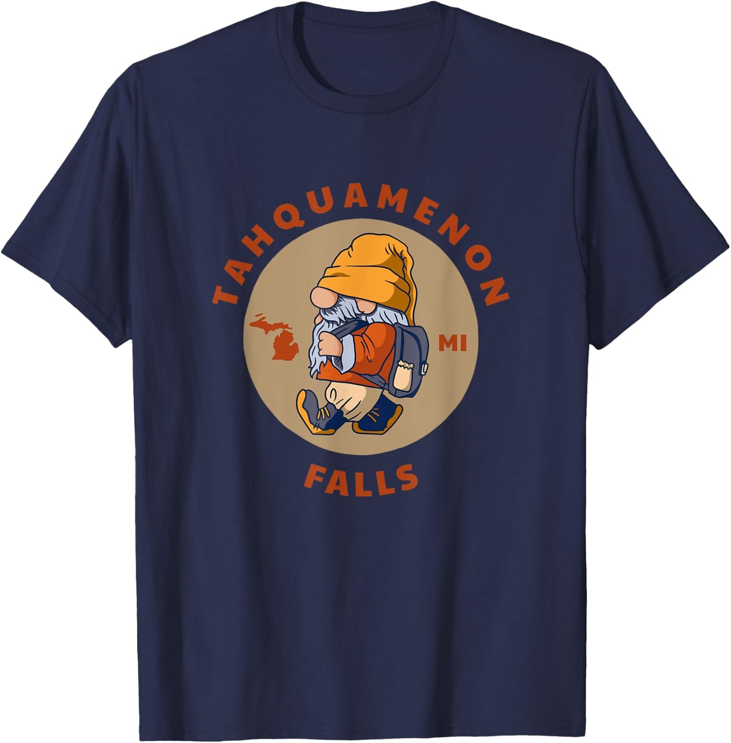 Tahquamenon Falls State Park Michigan Gnome MI Vacation T-Shirt - T-Shirt | Navy