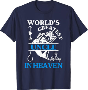 World's Greatest Uncle is Fishing in Heaven Memory of Uncle T-Shirt - T-Shirt | Navy