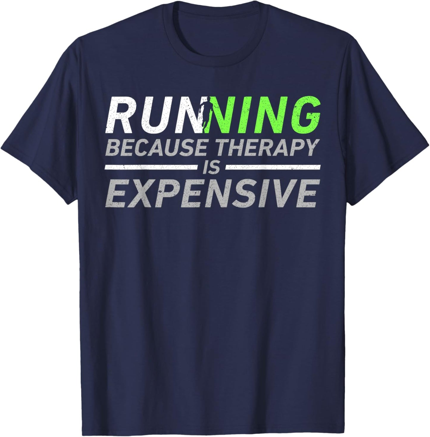 Running Therapy Funny Marathon Racer Runner Run Humor Outfit T-Shirt - T-Shirt | Navy