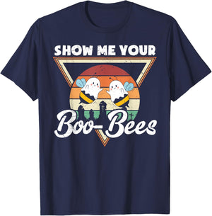 Show Me Your Boo-Bees Retro Funny Halloween Boo Bees T-Shirt - T-Shirt | Navy