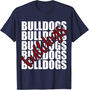 Bulldogs Maroon School Sports Fan Team Spirit T-Shirt - T-Shirt | Navy