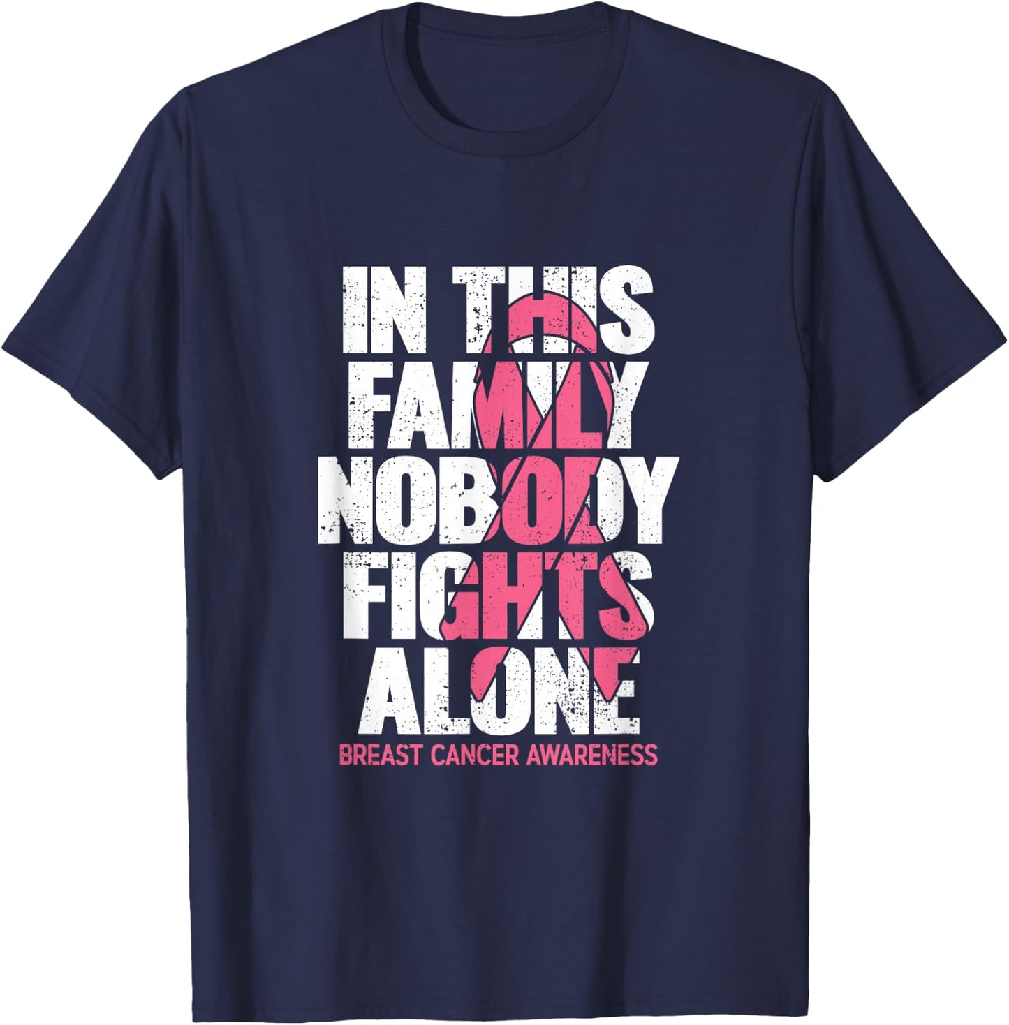 Breast Cancer Support Vintage Family Breast Cancer Awareness T-Shirt - T-Shirt | Navy