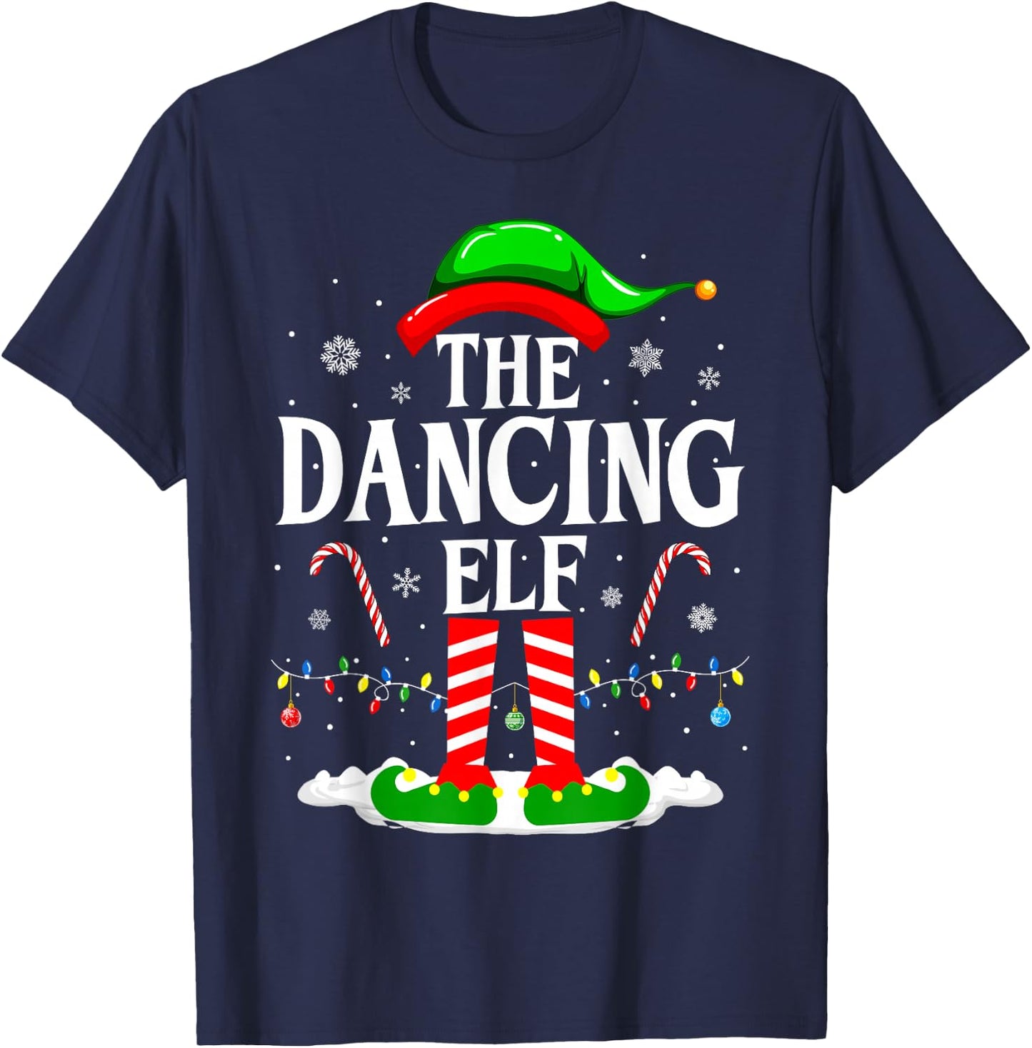 The Dancing Elf Xmas Funny Family Matching Group Christmas T-Shirt - T-Shirt | Navy