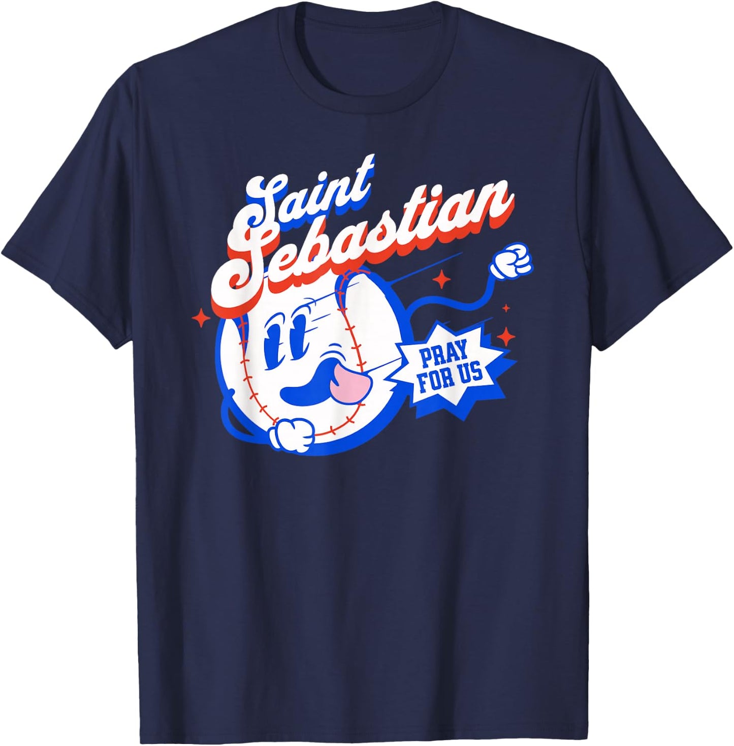 St Sebastian Patron Saint of Baseball Prayer Sports Athletes T-Shirt - T-Shirt | Navy