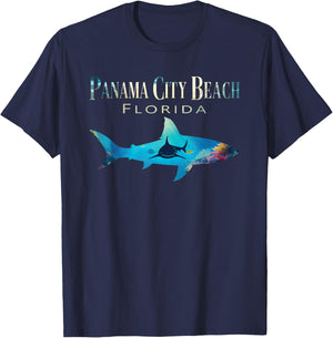 Panama City Beach Shirt Retro Panama City Beach Fl Shark Men Women Kids T-Shirt - T-Shirt | Navy