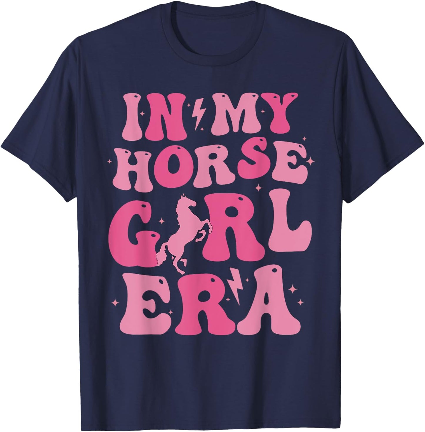 Horseback riding girl funny in my horse girl era groovy T-Shirt - T-Shirt | Navy