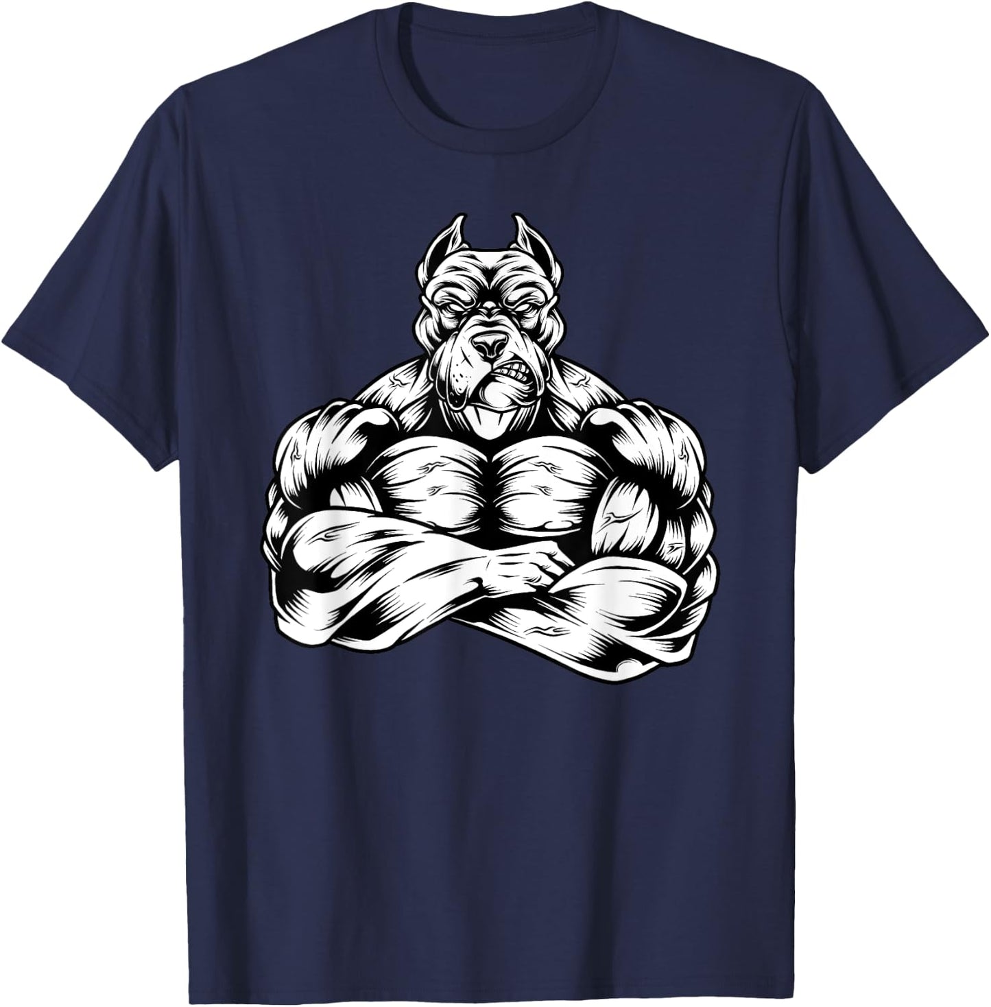 Muscles Pitbull dog lover workout Gym Fitness powerlifter T-Shirt - T-Shirt | Navy