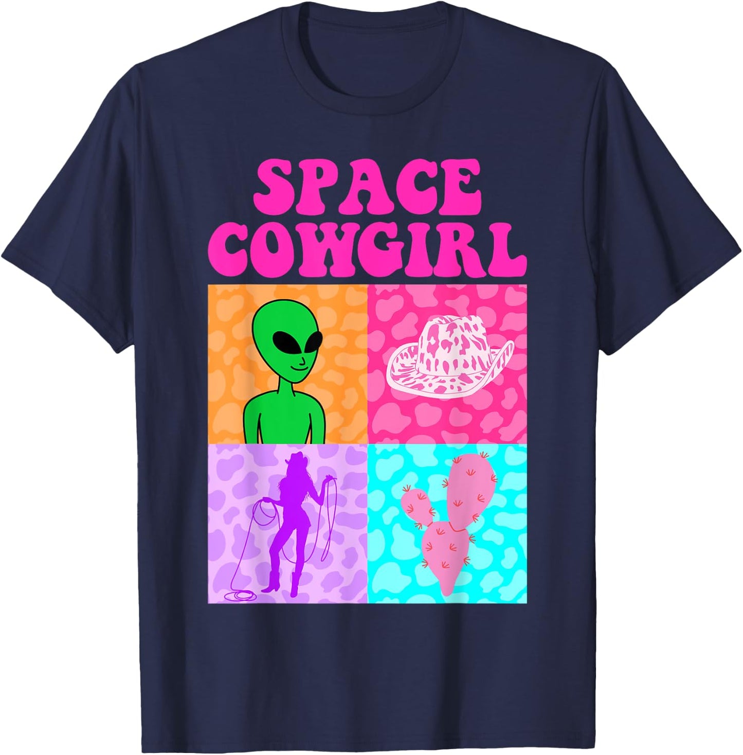 Space Cowgirl Alien Bachelorette Party Girls Rodeo Aesthetic T-Shirt - T-Shirt | Navy