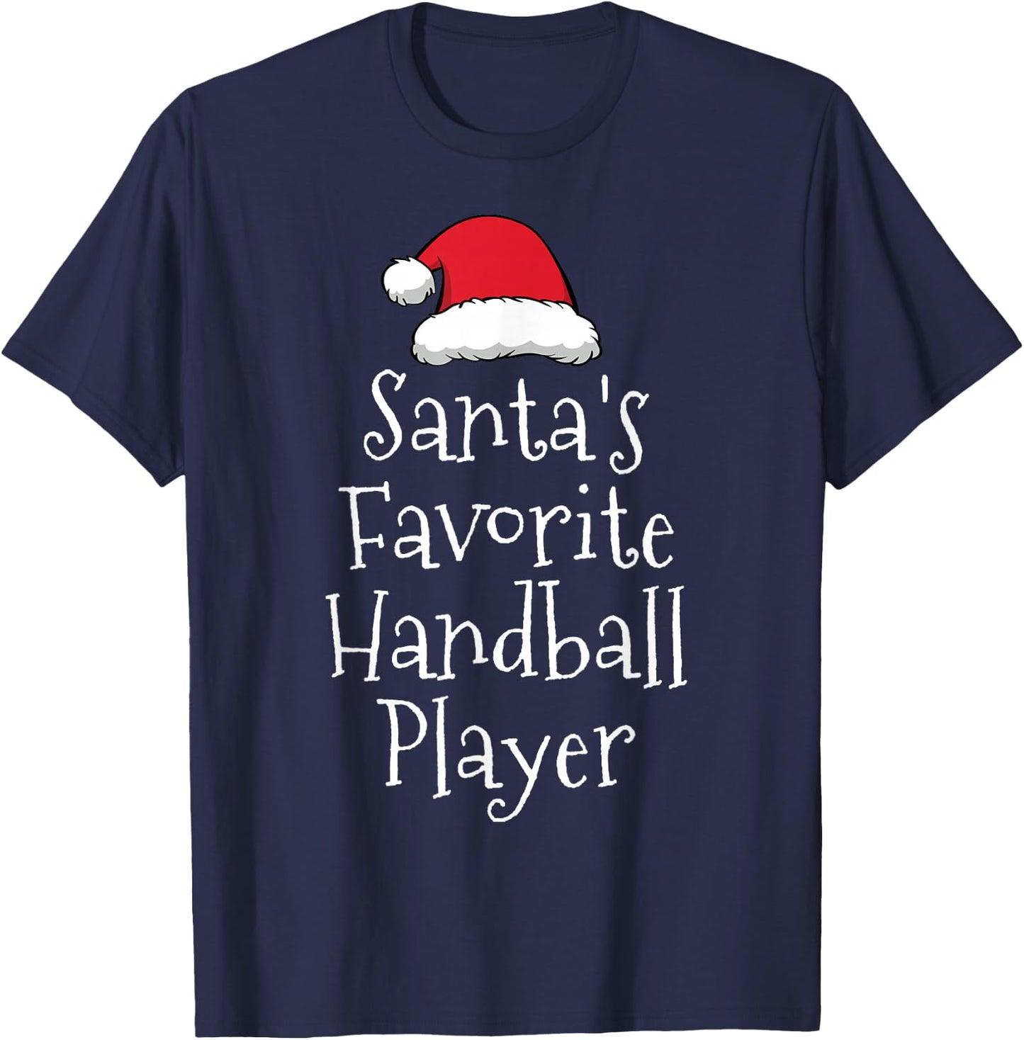 Santas Favorite Handball Player - Christmas Handball Gift T-Shirt - T-Shirt | Navy