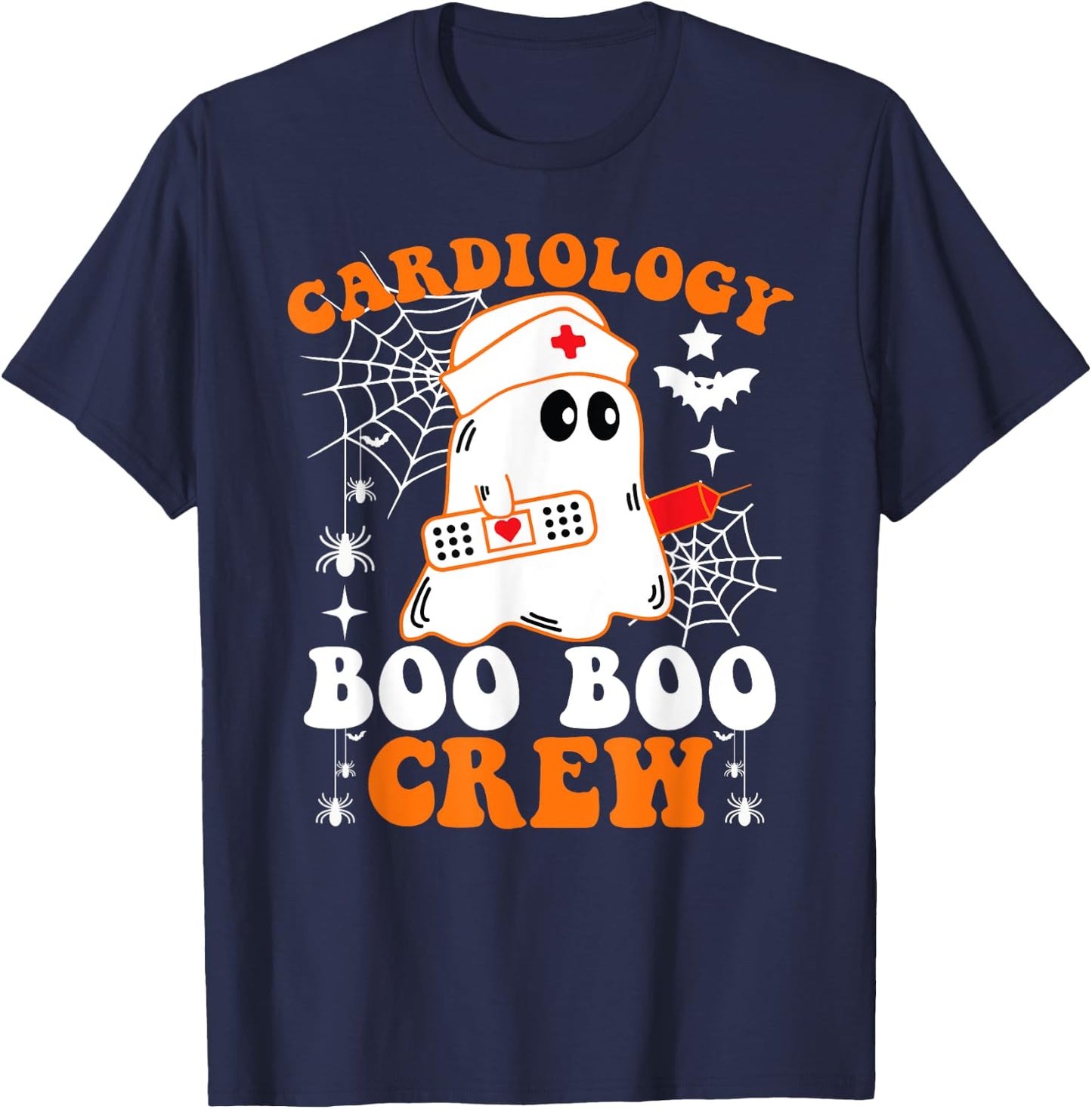 Cardiology Boo Boo Crew Shirt Funny Nurse Ghost Halloween T-Shirt - T-Shirt | Navy