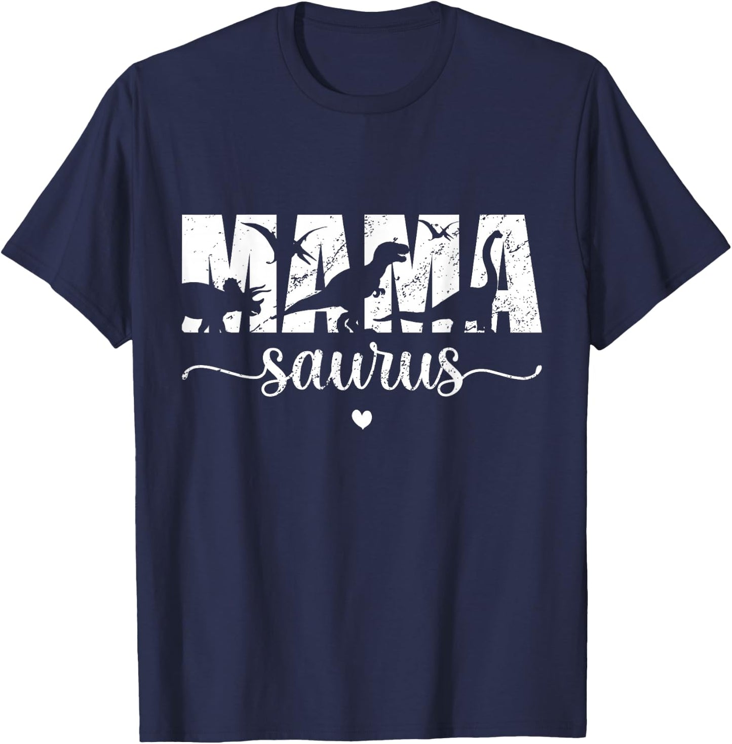 Funny Mama Saurus or T-Rex Mom Dinosaur Dinosaur T-Shirt - T-Shirt | Navy