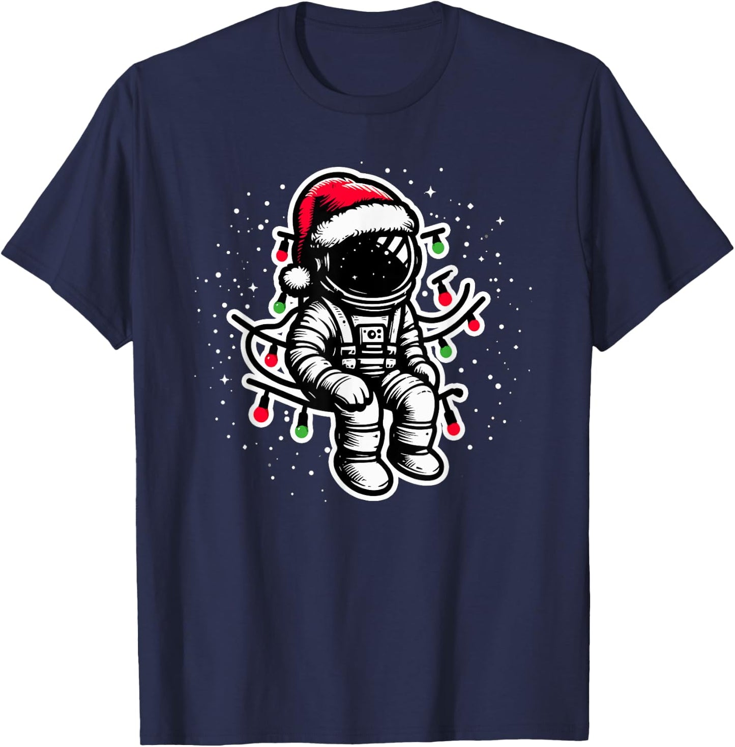 Astronaut Christmas Santa Hat Space Lover Boys T-Shirt - T-Shirt | Navy