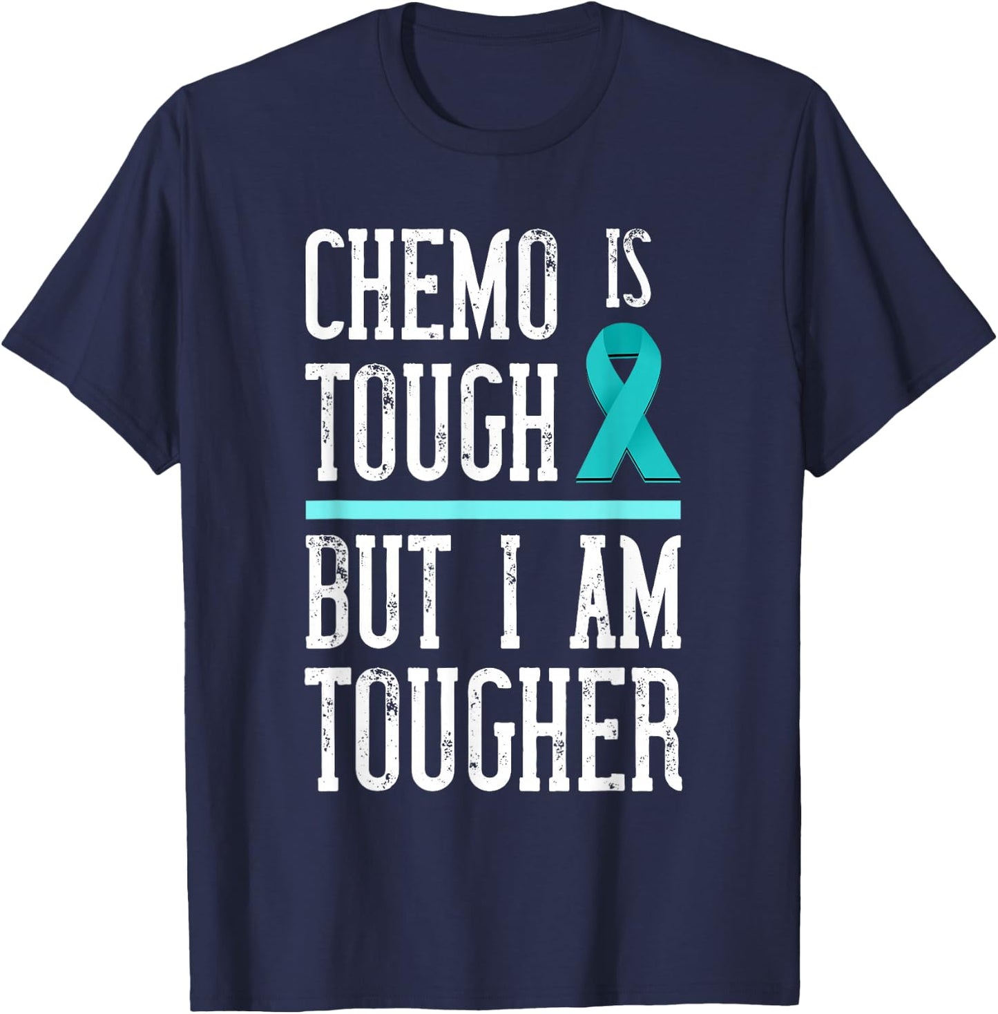 Ovarian Cancer Awareness I Am Tougher Ovarian Cancer T-Shirt - T-Shirt | Navy