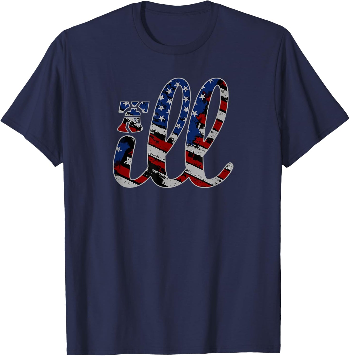 Ill Philadelphia Philly American Flag Grunge Liberty Bell T-Shirt - T-Shirt | Navy