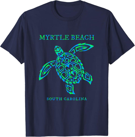 Myrtle Beach South Carolina Sea Turtle Colorful Souvenir T-Shirt - T-Shirt | Navy