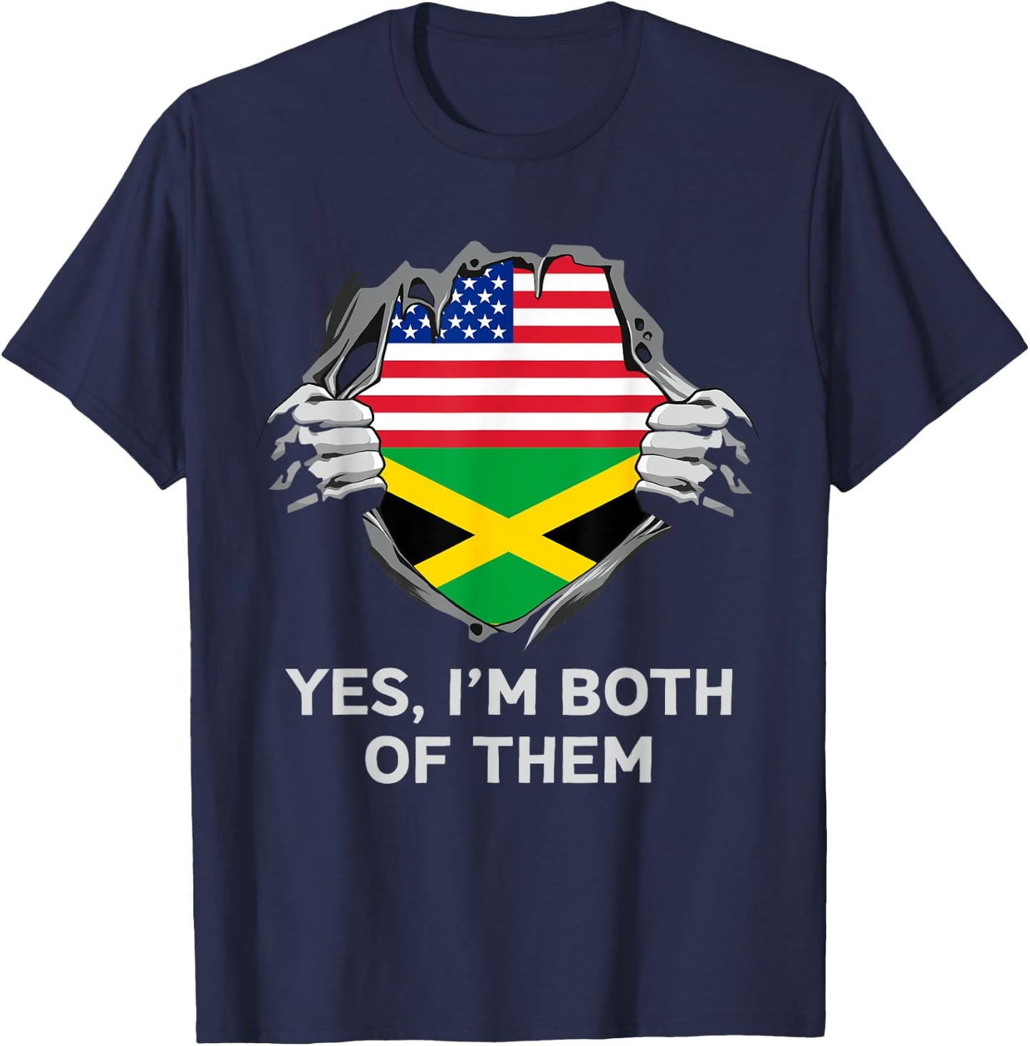 Half American Half Jamaican USA Jamaica Flag T-Shirt - T-Shirt | Navy