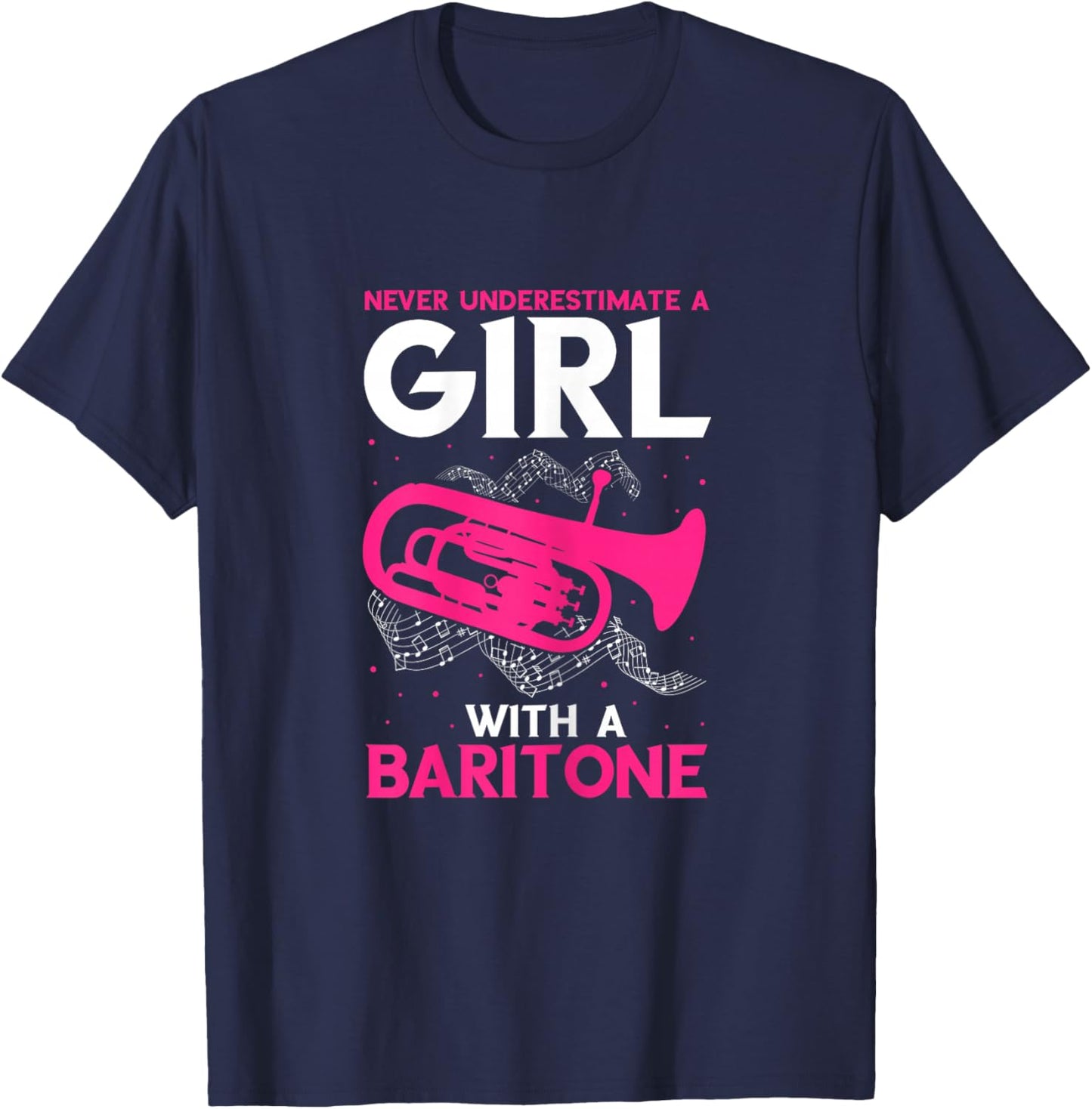 Baritone Girl Saxophonist Marching Band Euphonium Saxophone T-Shirt - T-Shirt | Navy
