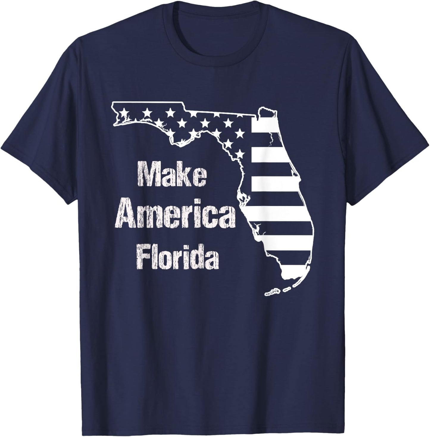 Funny Make America Florida American Flag Retro Vintage T-Shirt - T-Shirt | Navy
