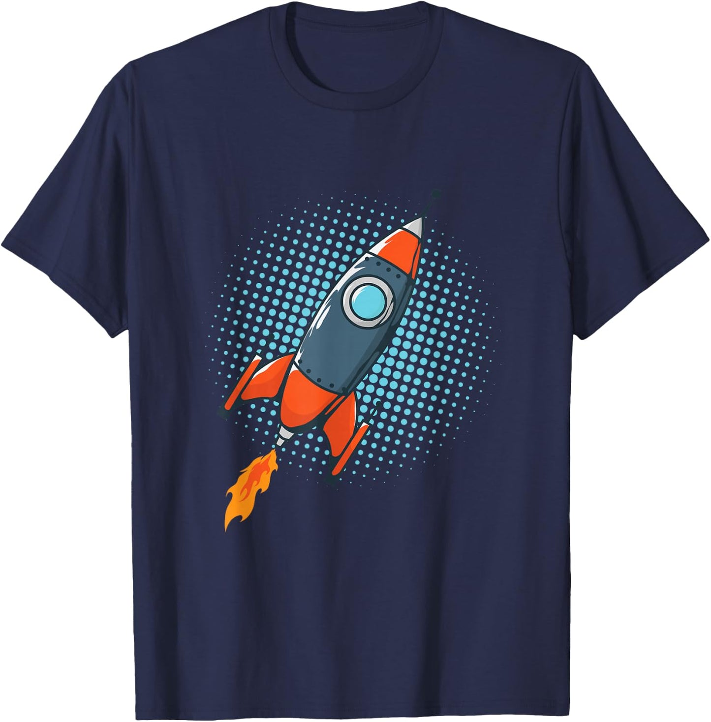 Rocket Comic Space Ship Moon Missile T-Shirt - T-Shirt | Navy