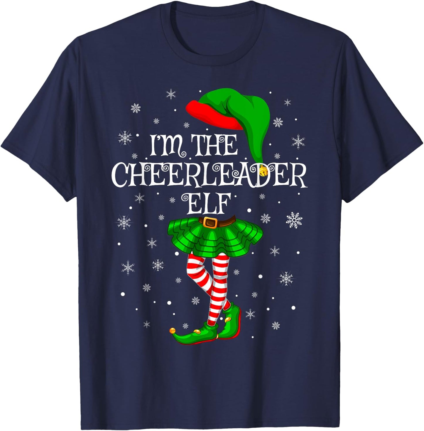 Family Matching Women Girls The Cheerleader Elf Christmas T-Shirt - T-Shirt | Navy