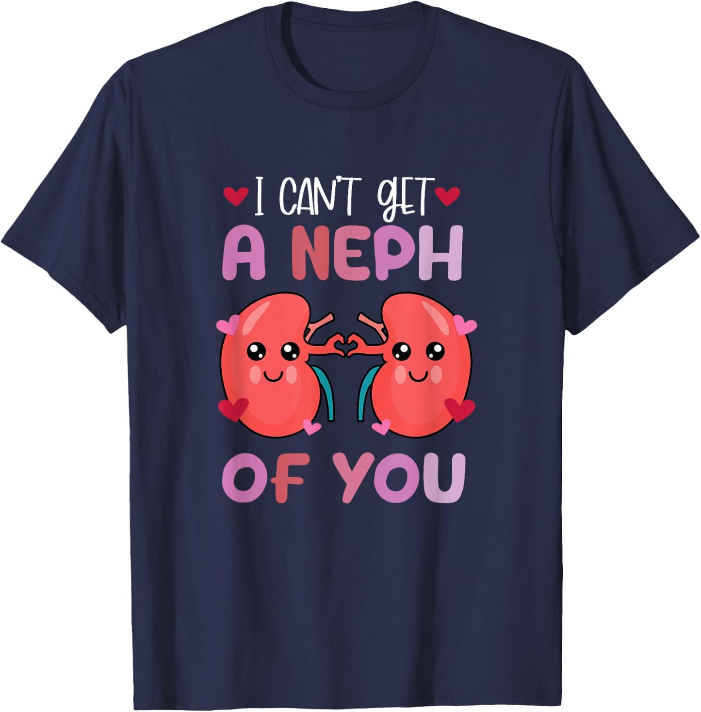 Kawaii Kidney Nephrology Nurse Dialysis Technician Valentine T-Shirt - T-Shirt | Navy