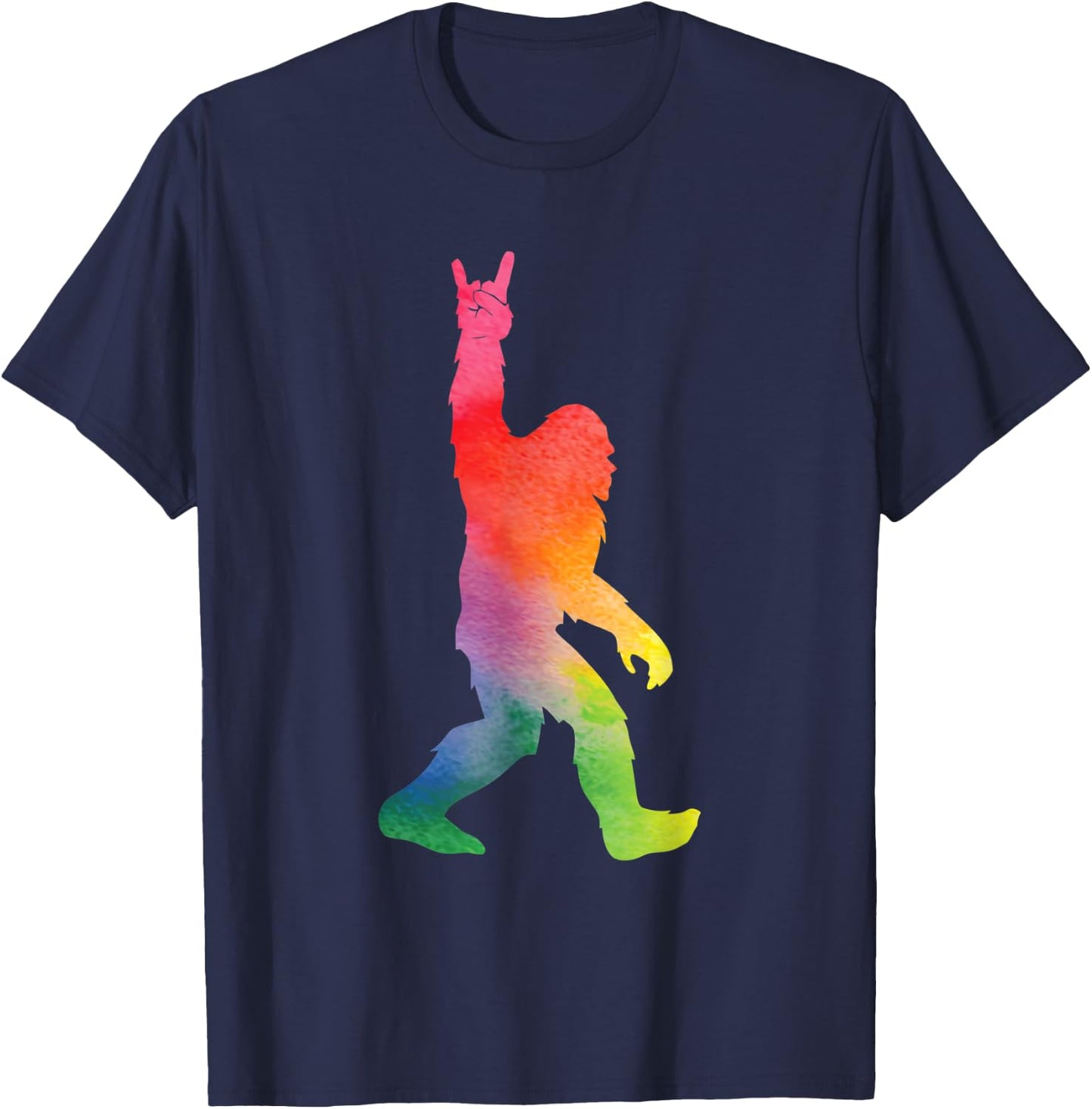 Bigfoot Sasquatch Peace Big Foot Squatch Colorful Rainbow T-Shirt - T-Shirt | Navy