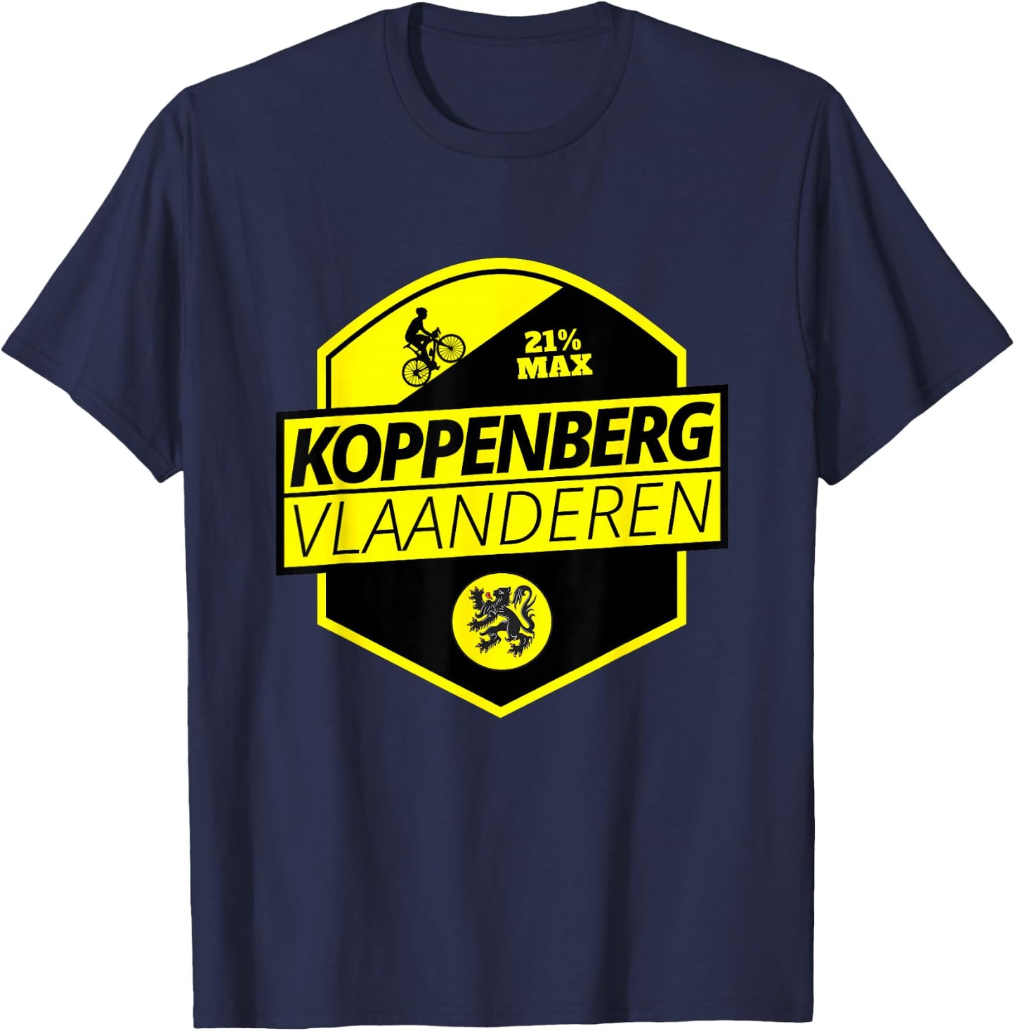 Koppenberg Cycling In Flanders Belgium Cobbled Climb Cyclist T-Shirt - T-Shirt | Navy