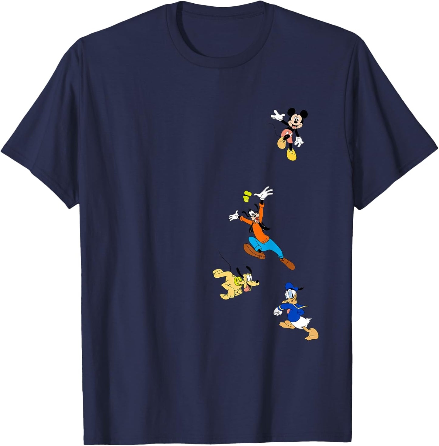 Disney Mickey and Friends Goofy Donald Falling Cartoon Icons T-Shirt - T-Shirt | Navy