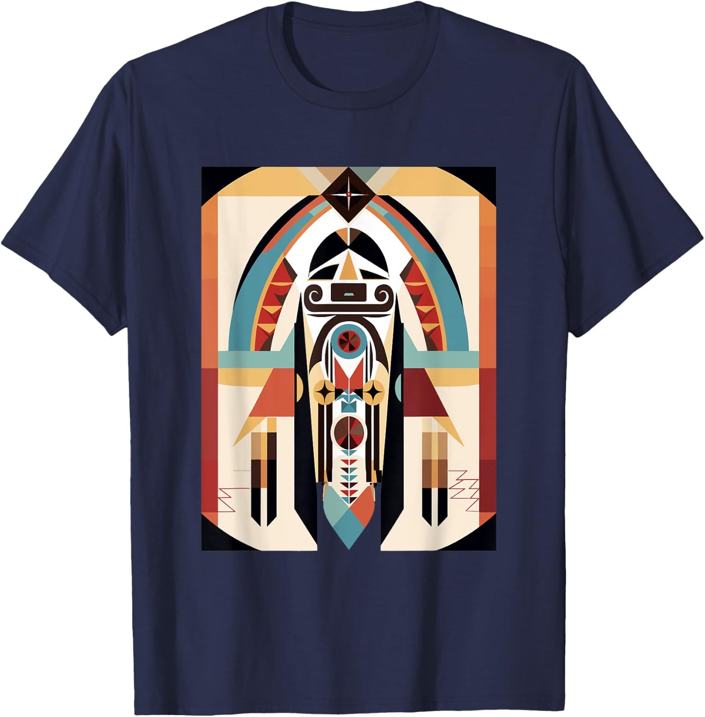 Hopi Art Design American Style Kachina T-Shirt - T-Shirt | Navy