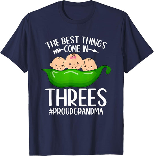 Proud Grandma of Triplets Triplet Grandma T-Shirt - T-Shirt | Navy