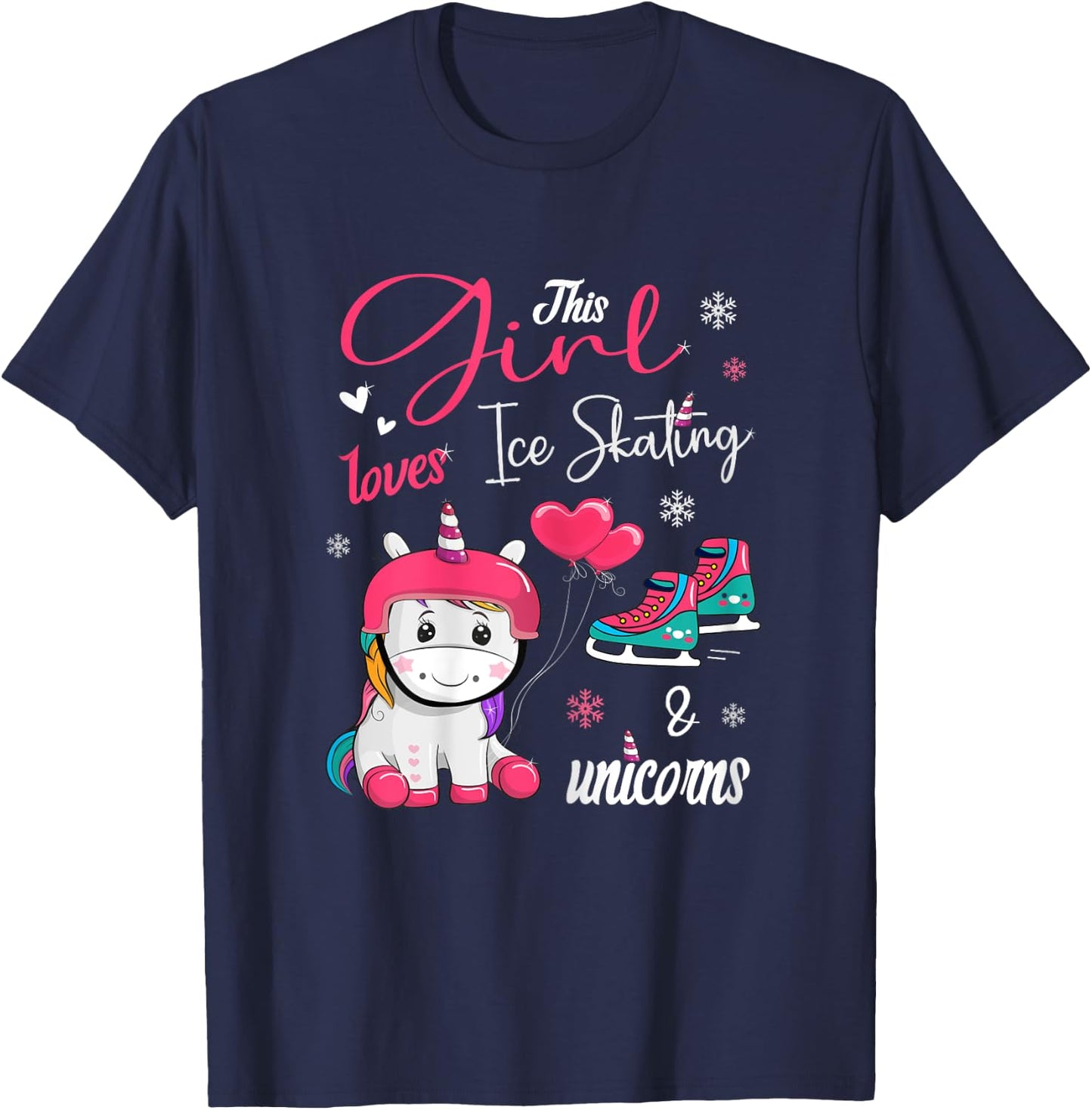 Ice Skating - This Girl Loves Ice Skating And Unicorns T-Shirt - T-Shirt | Navy