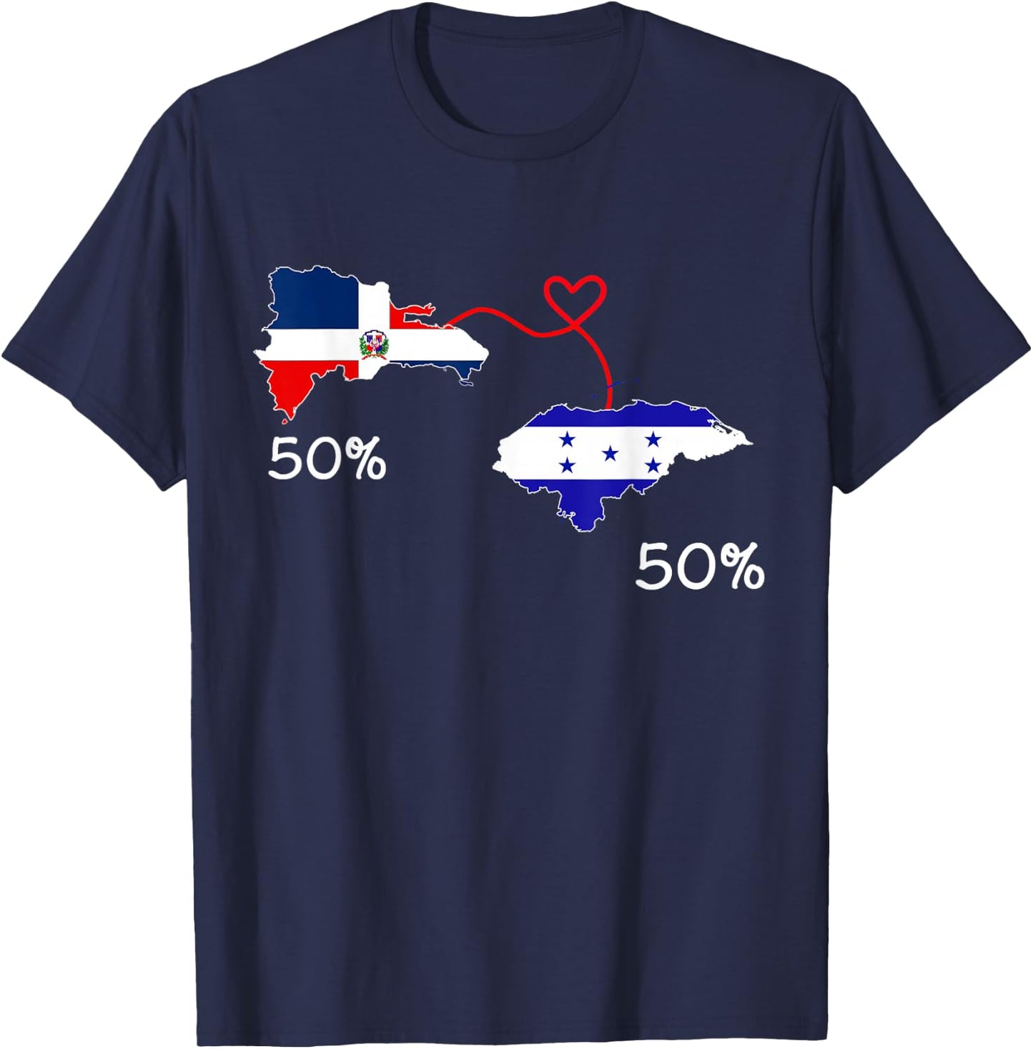 Half Dominican Half Honduran Flag Map Love Honduras RD Pride T-Shirt - T-Shirt | Navy