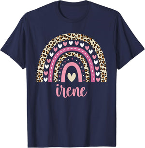 Irene Rainbow Leopard Personalized Irene Birthday T-Shirt - T-Shirt | Navy