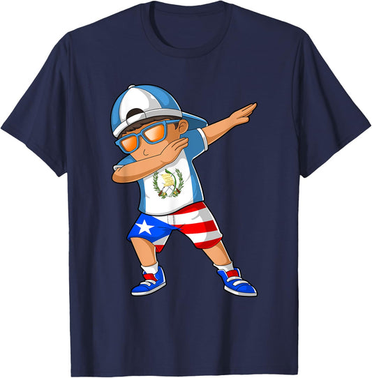 Half Guatemalan Half Puerto Rican Boy Guatemala Flag T-Shirt - T-Shirt | Navy