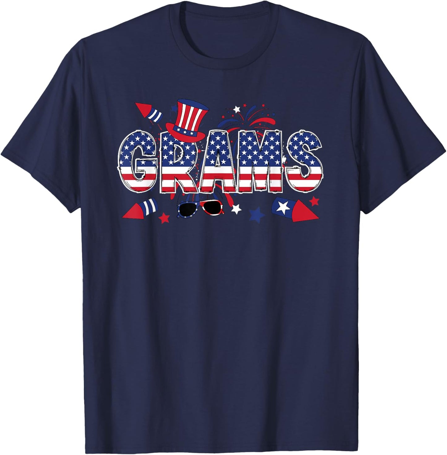 4th Of July Grams Grandmother American Flag Grams Grandma Women Men T-Shirt - T-Shirt | Navy